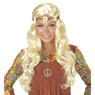 Parrucca hippie bionda fascia margherite