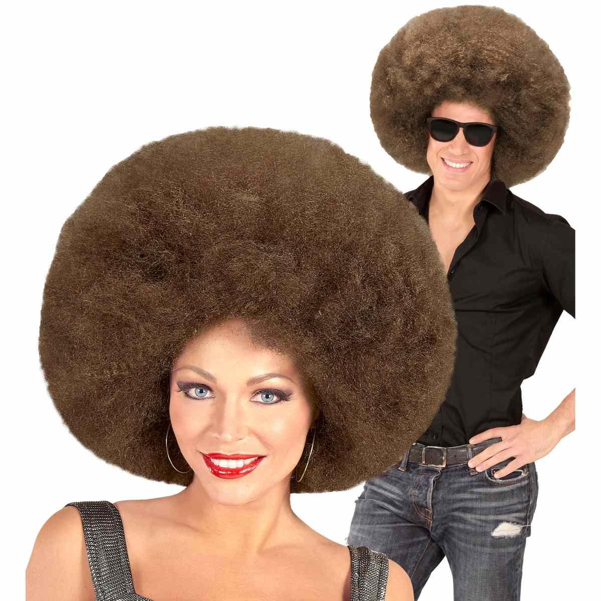 Parrucca afro castana