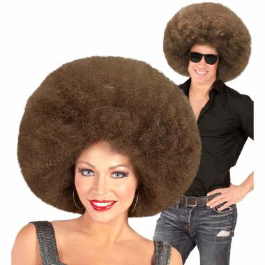 Parrucca afro castana