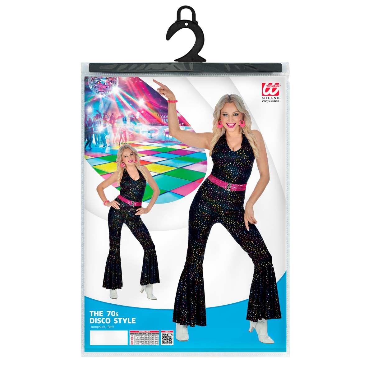 Costume tuta disco anni 70 nera brillantini