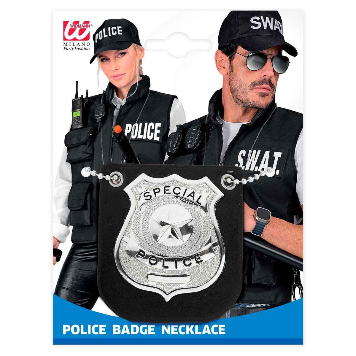 Distintivo polizia argento collana
