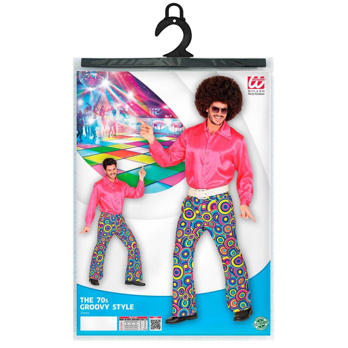 Pantaloni anni 70 80 fantasia cerchi blu