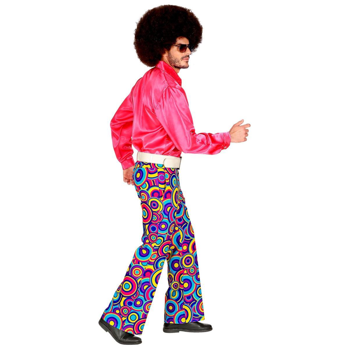 Pantaloni anni 70 80 fantasia cerchi blu