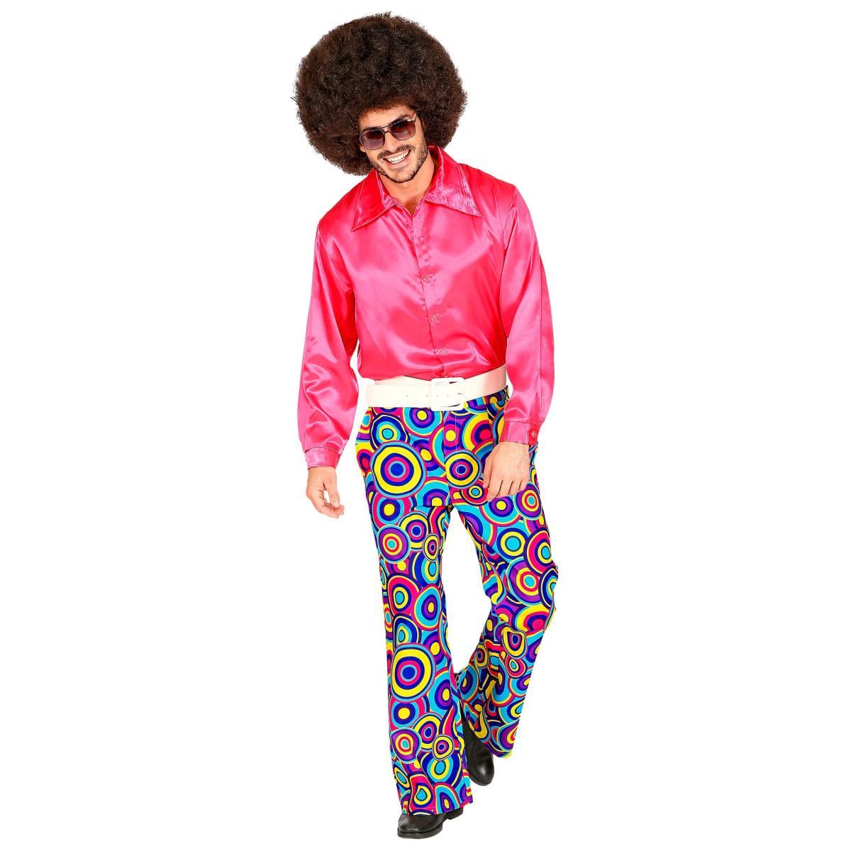 Pantaloni anni 70 80 fantasia cerchi blu