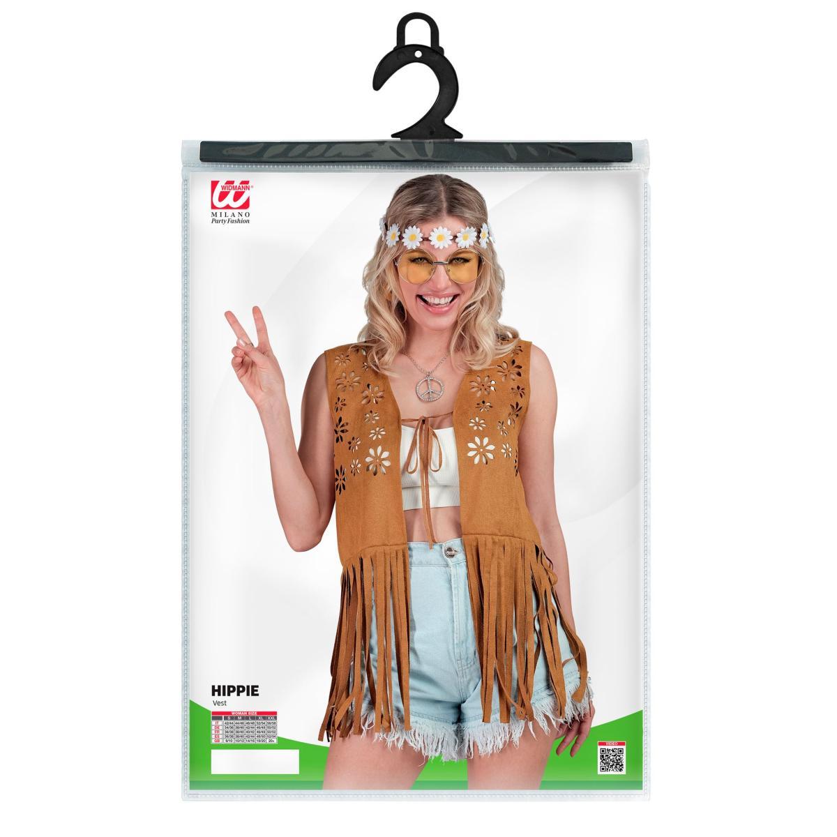 Costume gilet marrone traforato frange