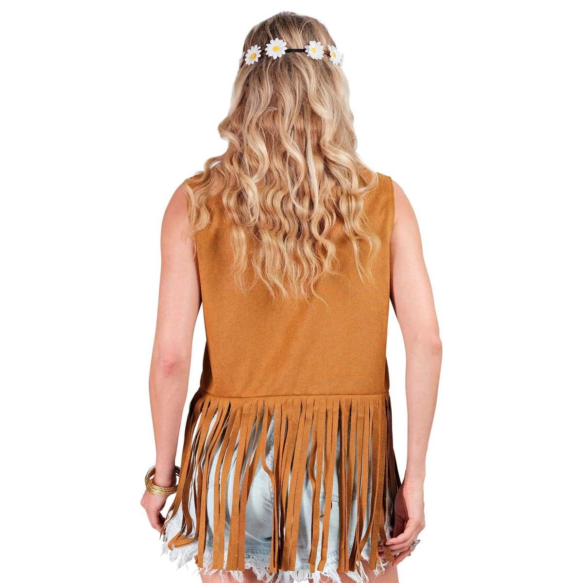 Costume gilet marrone traforato frange