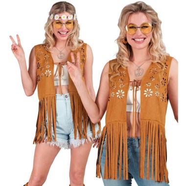 Costume gilet marrone traforato frange