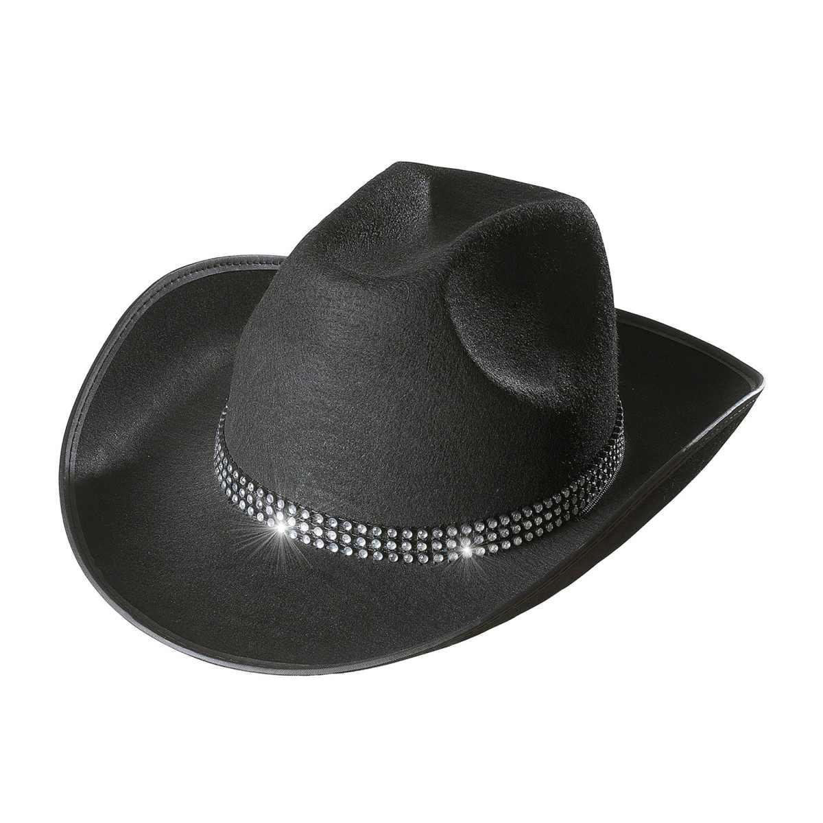 Cappello cowboy nero strass