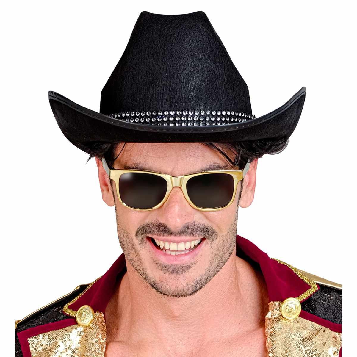 Cappello cowboy nero strass