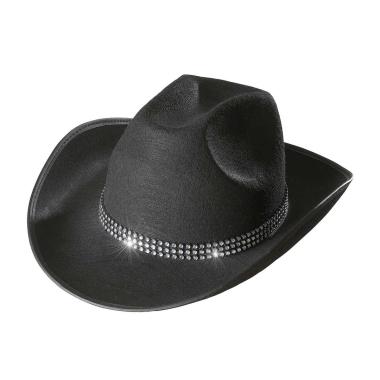 Cappello cowboy nero strass