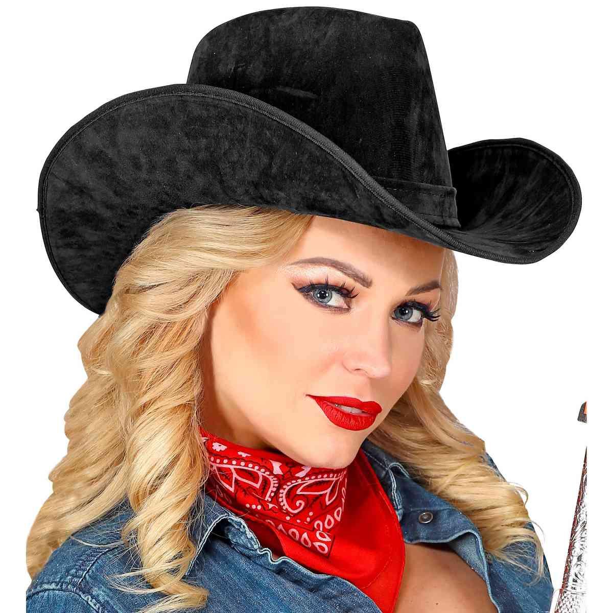 Cappello cowboy nero scamosciato