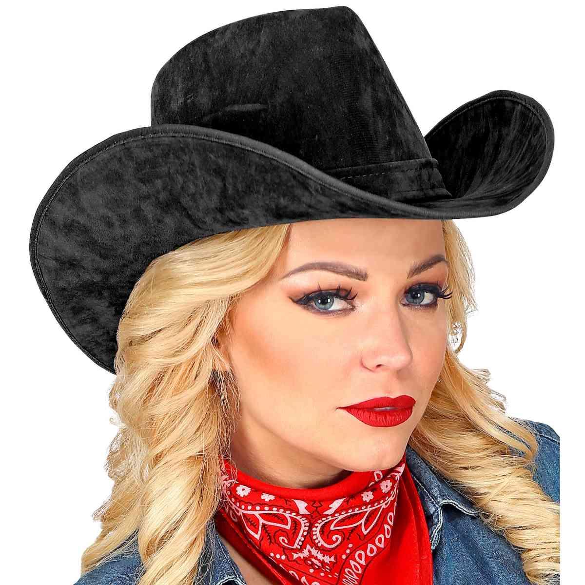 Cappello cowboy nero scamosciato