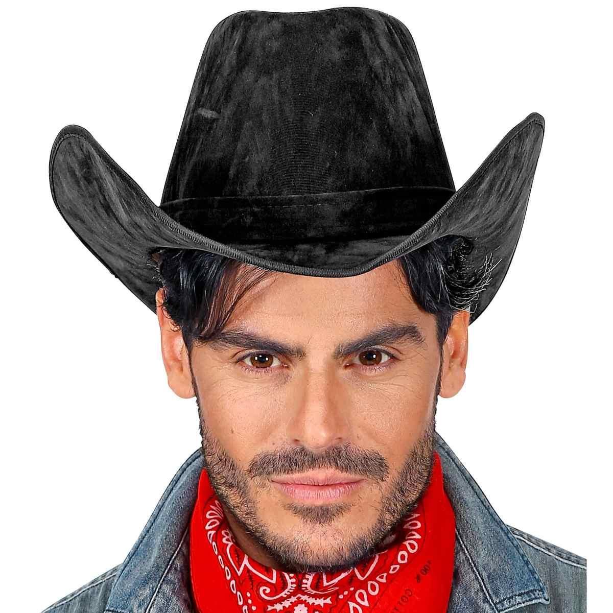 Cappello cowboy nero scamosciato