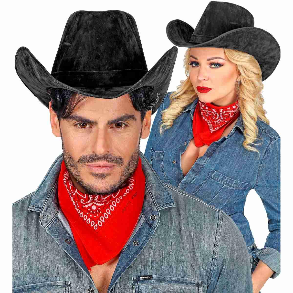 Cappello cowboy nero scamosciato