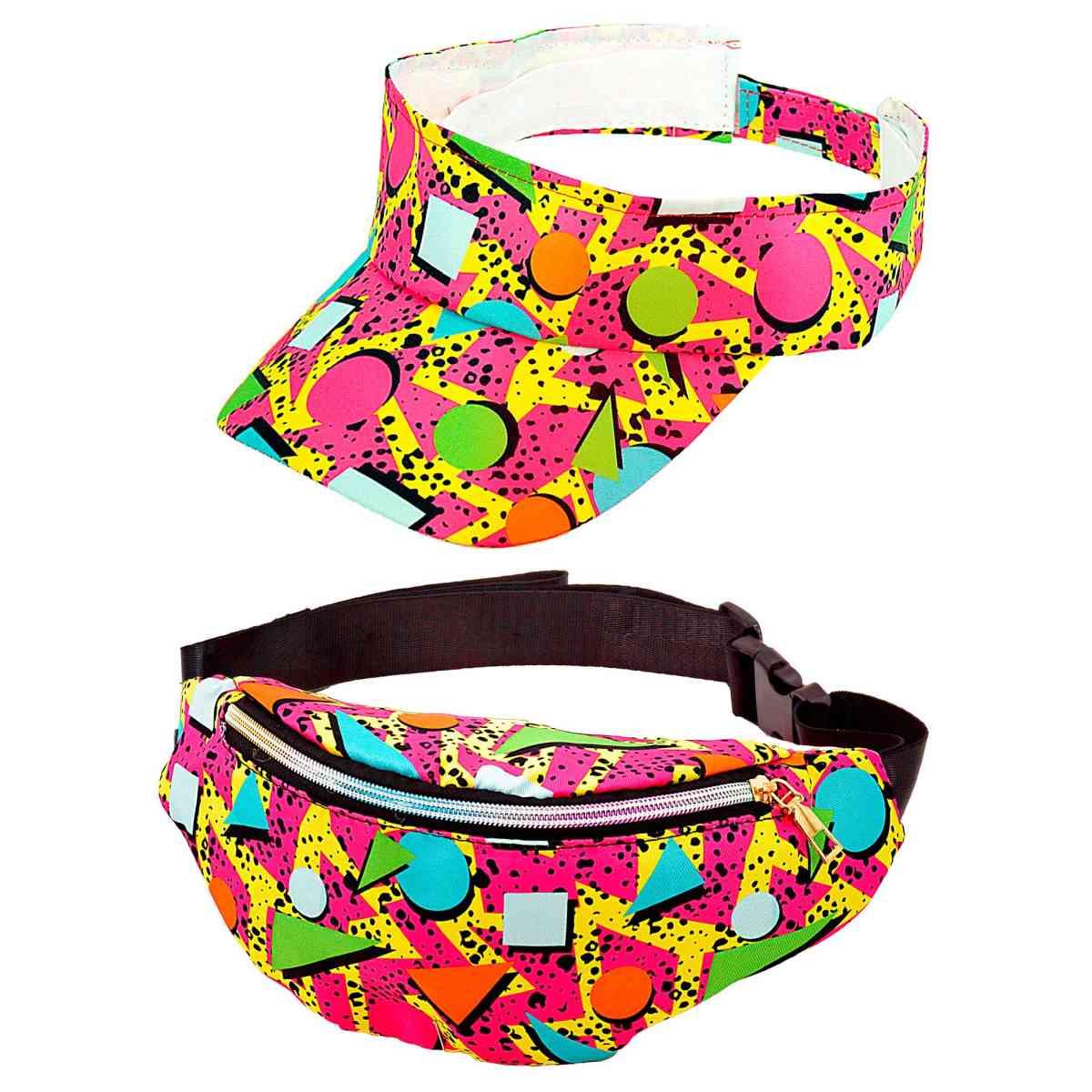 Cappello visiera moda funky marsupio multicolor anni