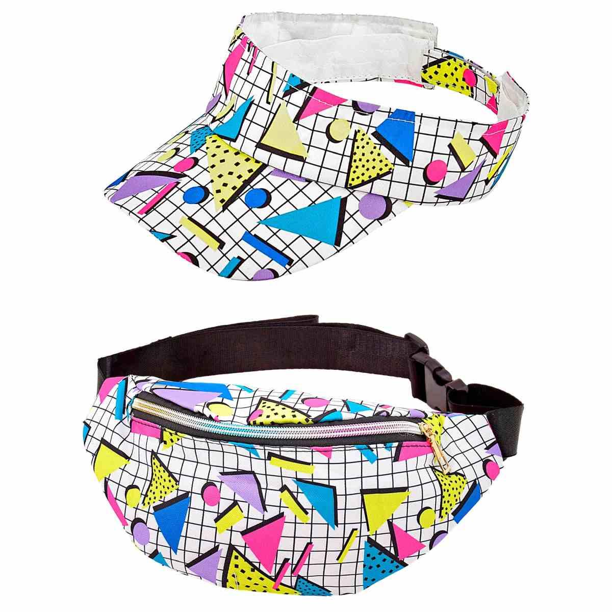 Cappello visiera moda funky visiera marsupio multicolor anni