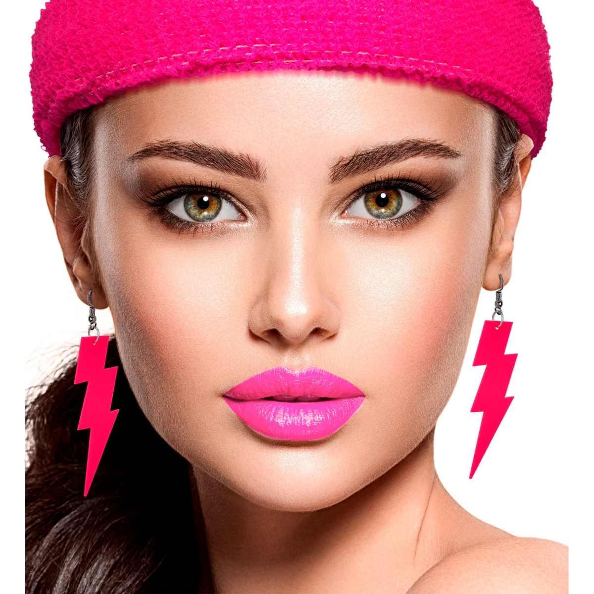 Orecchini fulmine rosa fluorescenti