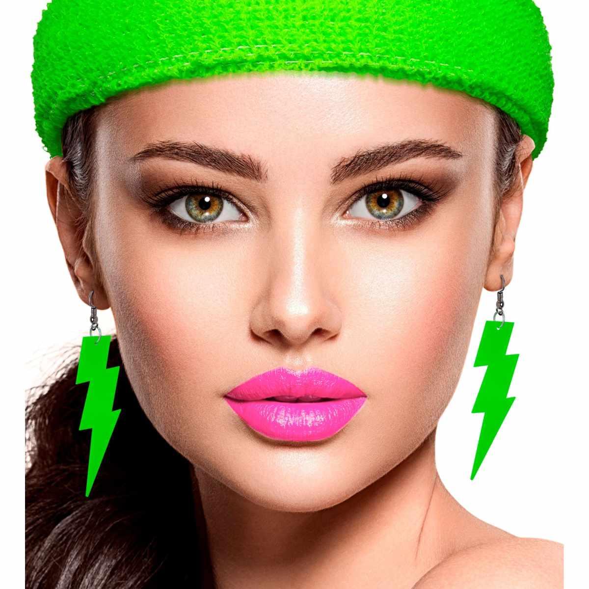 Orecchini fulmine verdi fluorescenti