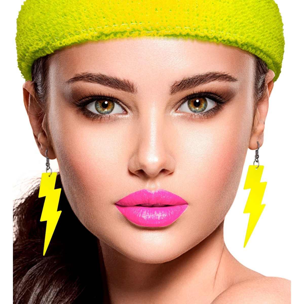 Orecchini fulmine giallo fluorescenti