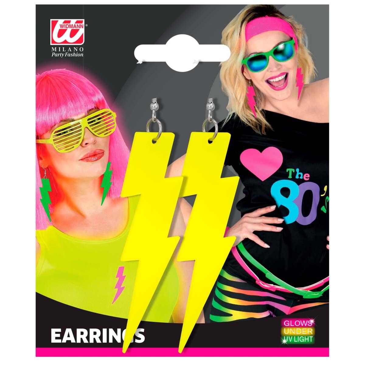 Orecchini fulmine giallo fluorescenti