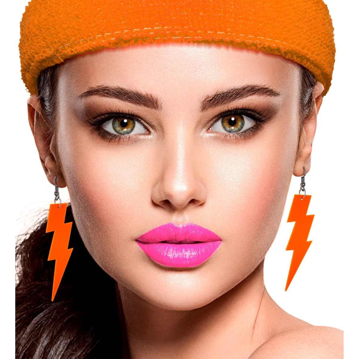 Orecchini fulmine arancione fluorescenti