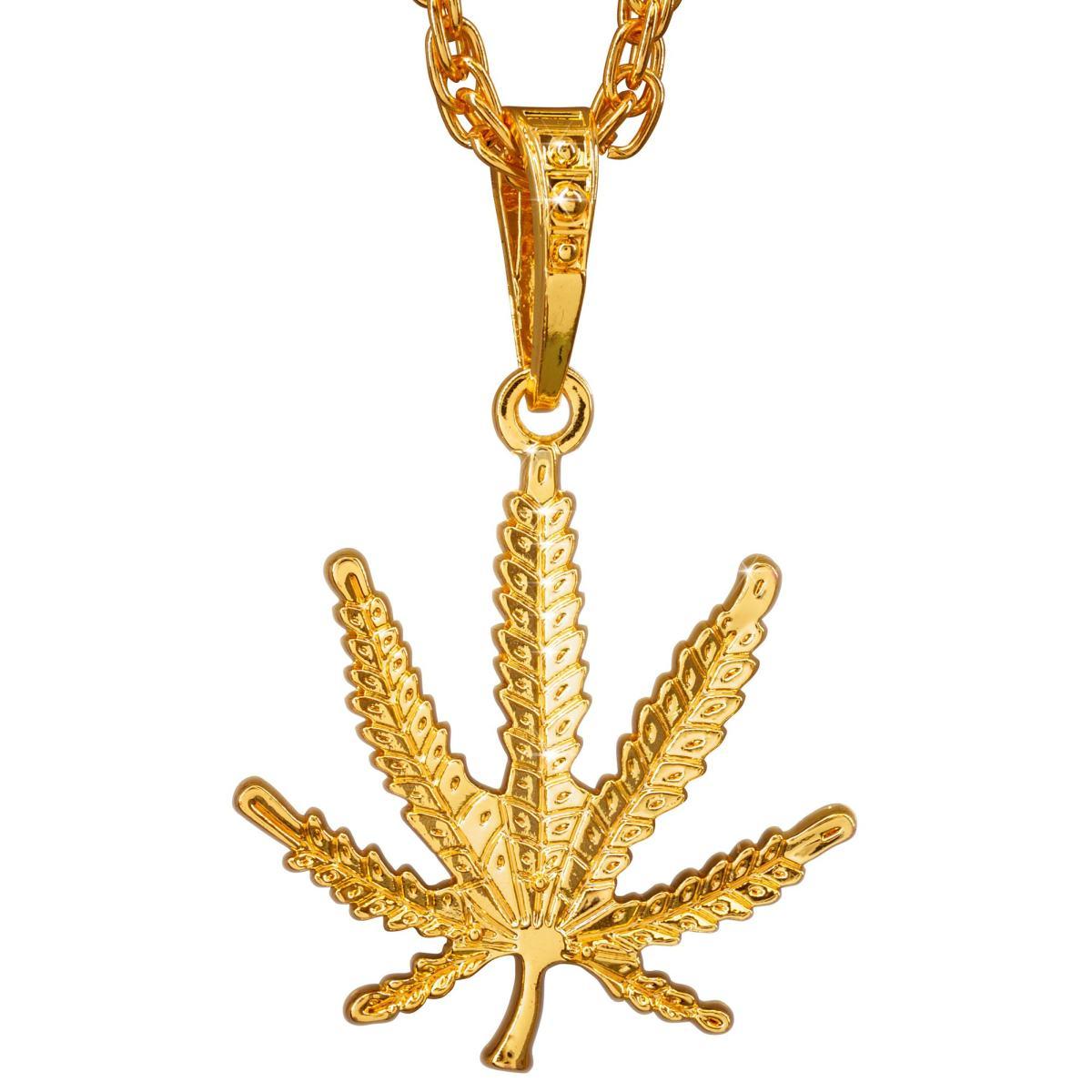 Collana oro foglia ganja