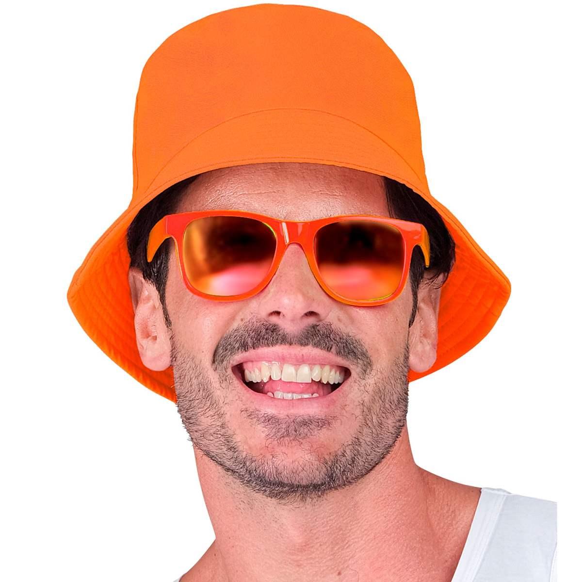 Cappello pescatore tessuto arancione fluo