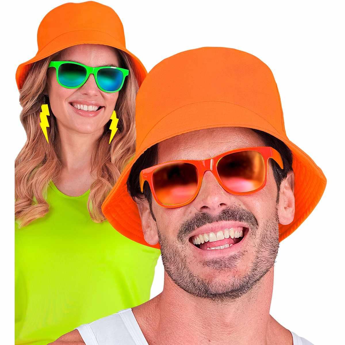 Cappello pescatore tessuto arancione fluo