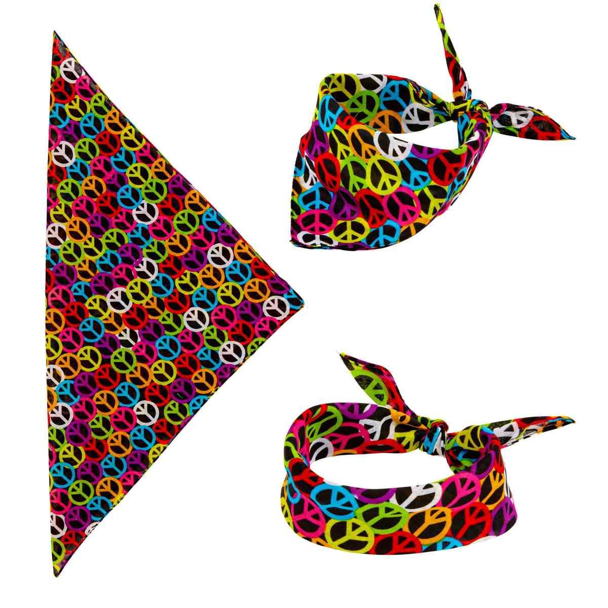 Bandana tessuto simboli pace multicolor