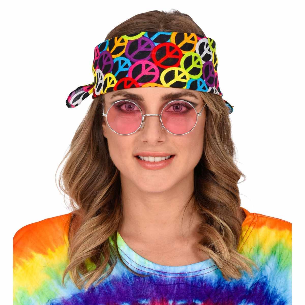 Bandana tessuto simboli pace multicolor