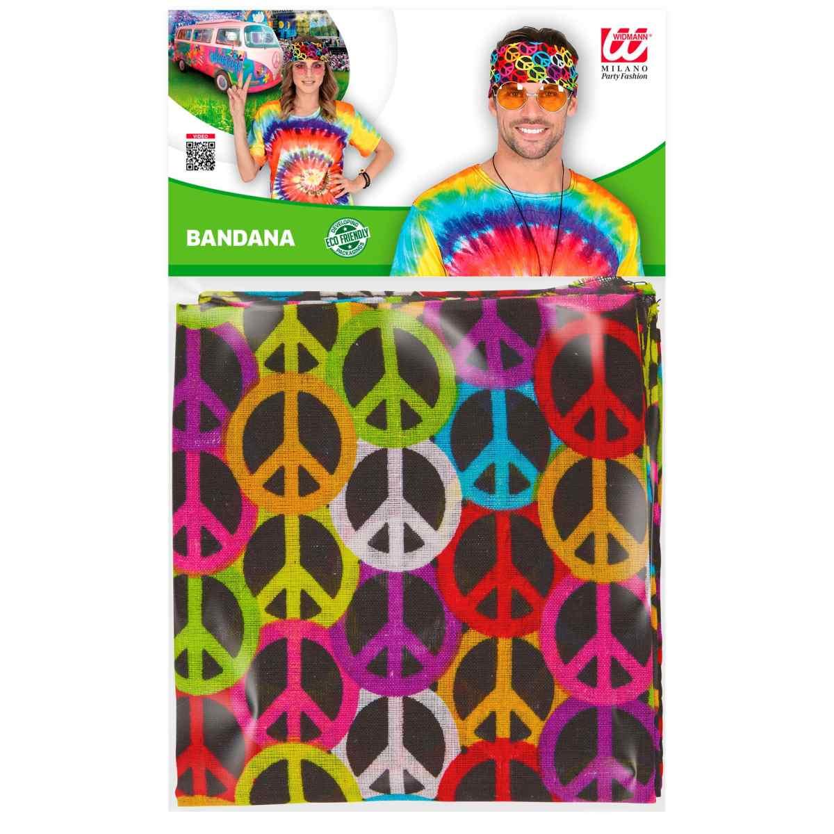 Bandana tessuto simboli pace multicolor