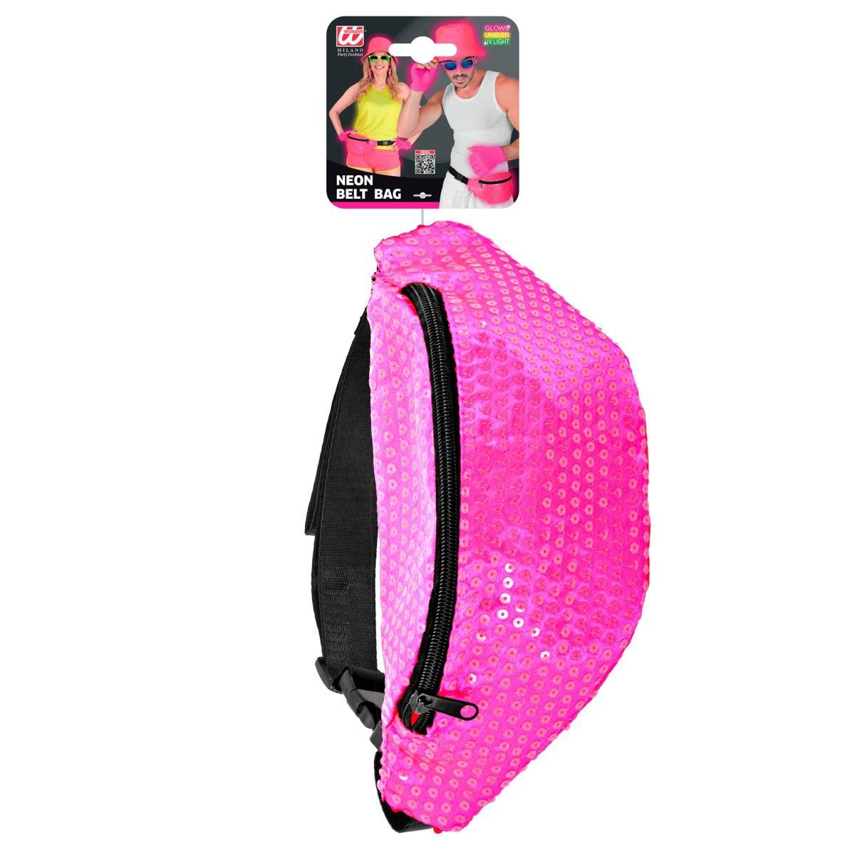 Borsa marsupio paillettes rosa fluo