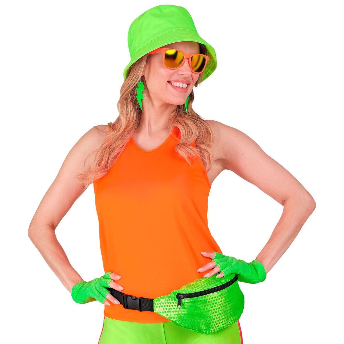 Borsa marsupio paillettes verde fluo