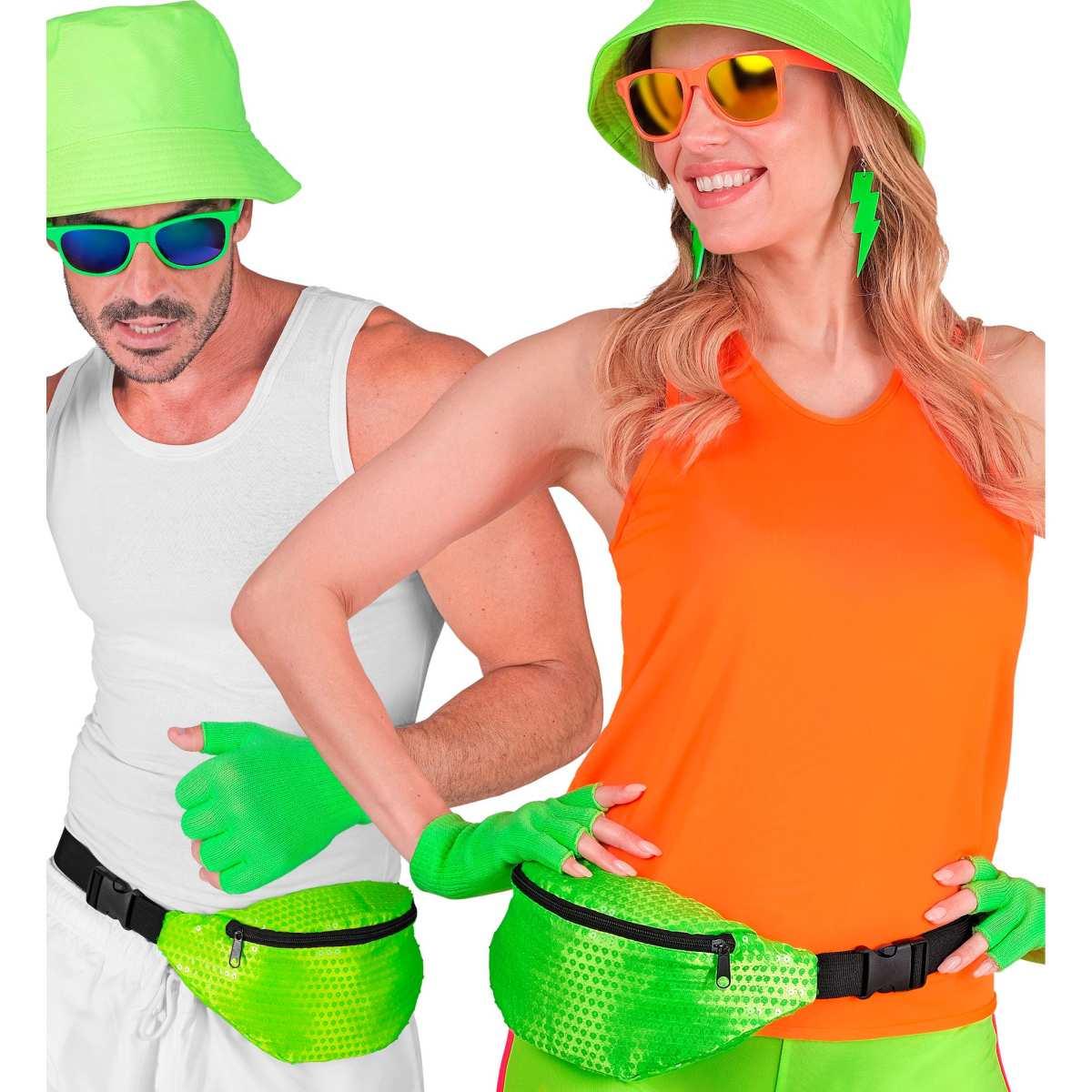 Borsa marsupio paillettes verde fluo