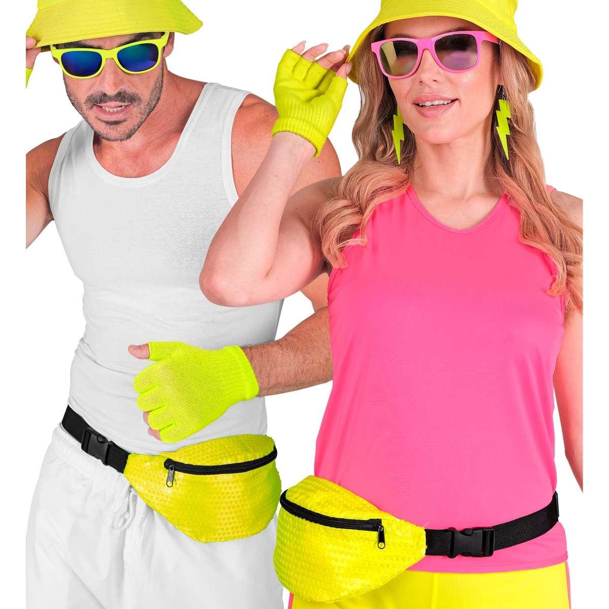 Borsa marsupio paillettes giallo fluo