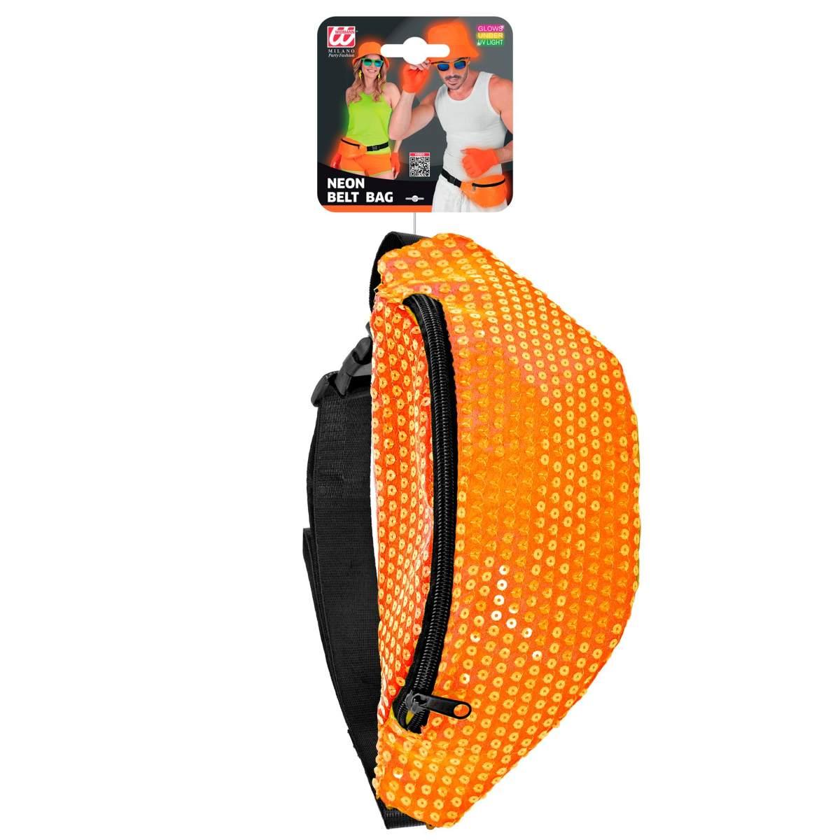 Borsa marsupio paillettes arancione fluo
