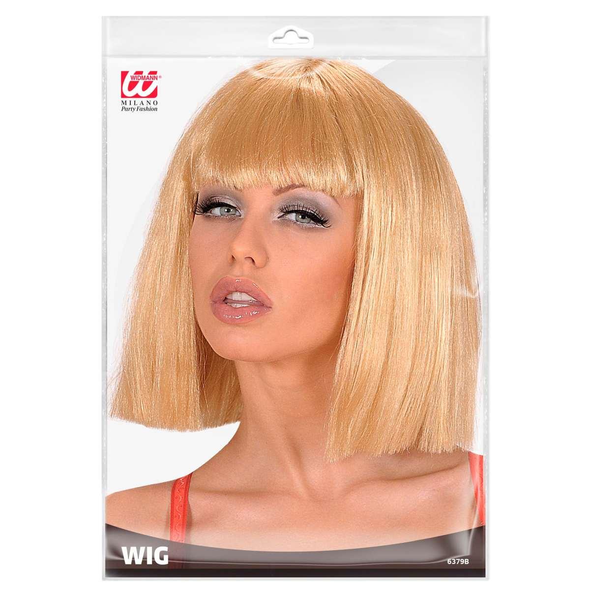 Parrucca caschetto bionda liscia frangia show girl
