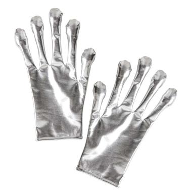 Guanti corti alieno argento metallizzati
