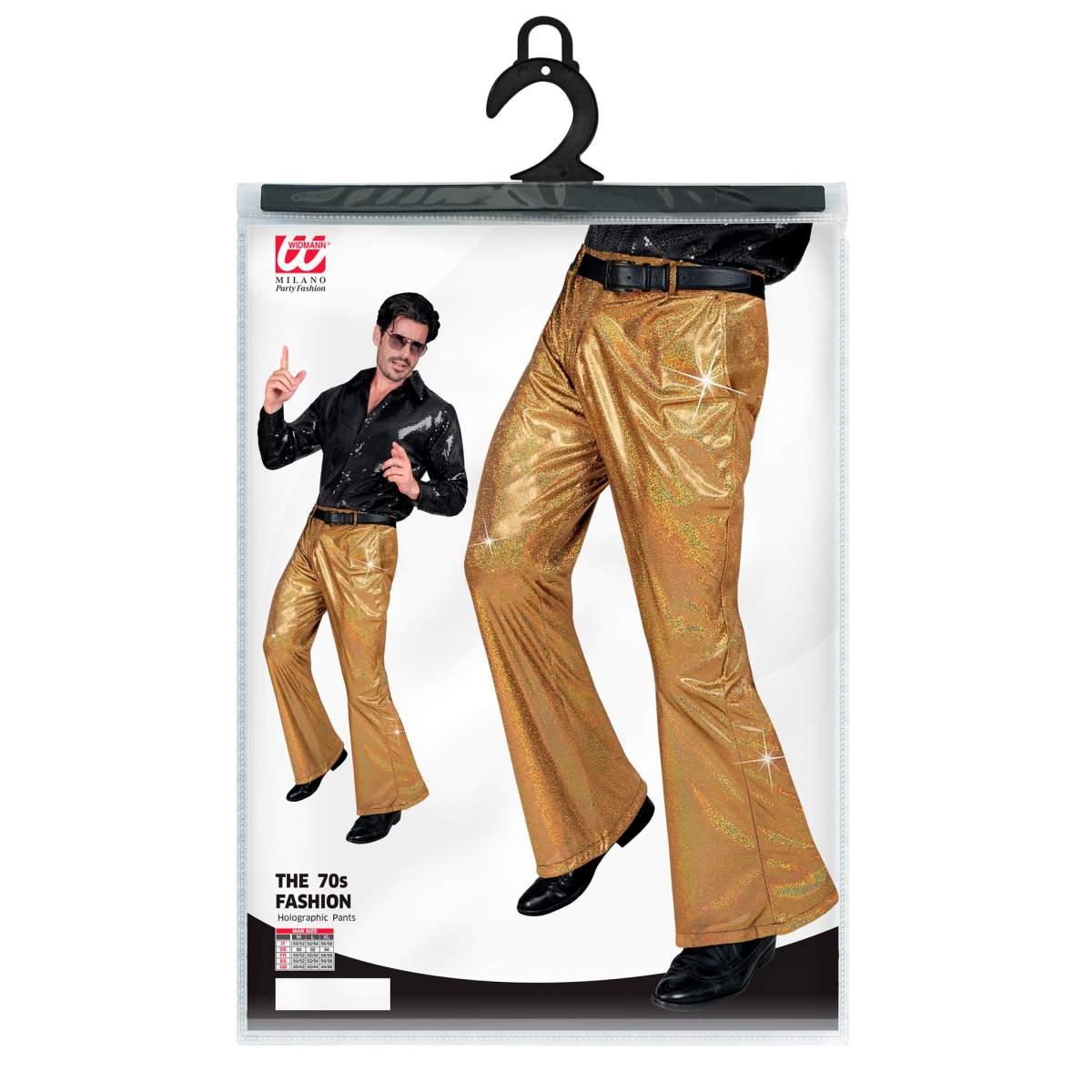 Pantaloni anni party disco oro olografici