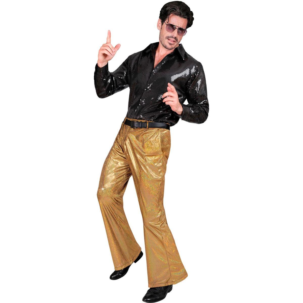 Pantaloni anni party disco oro olografici