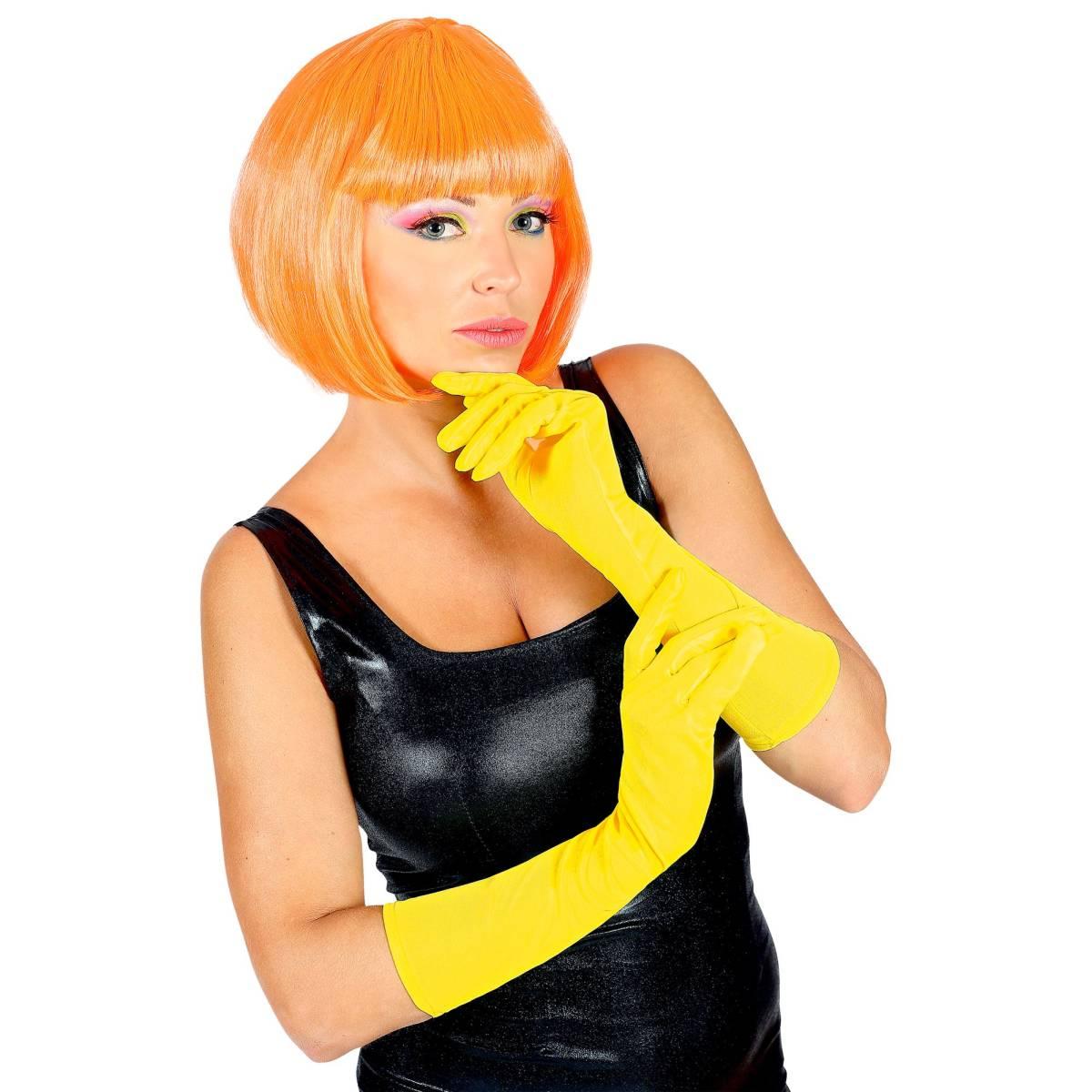 Guanti lunghi giallo fluo Set 2 pz