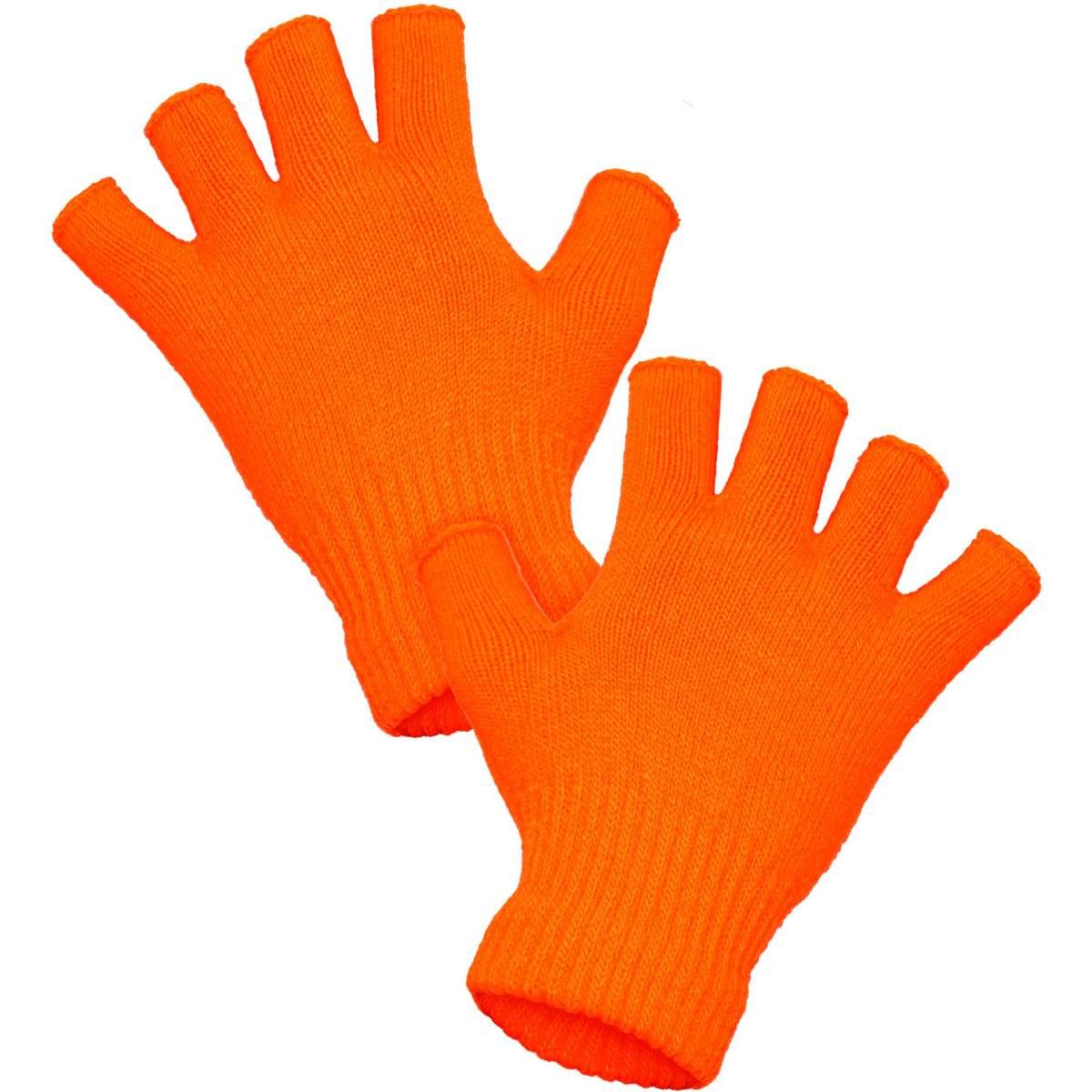Guanti corti arancioni fluo senza dita