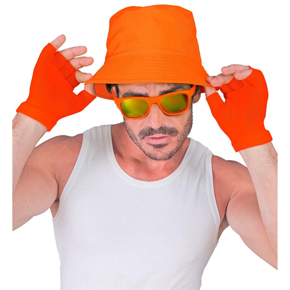 Guanti corti arancioni fluo senza dita