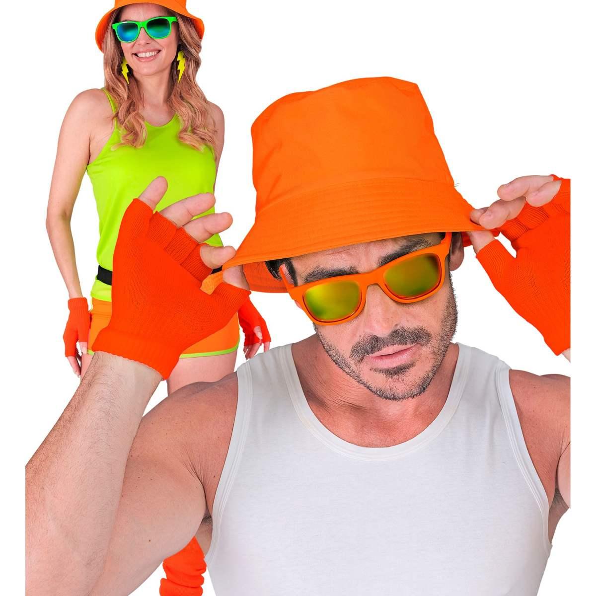 Guanti corti arancioni fluo senza dita