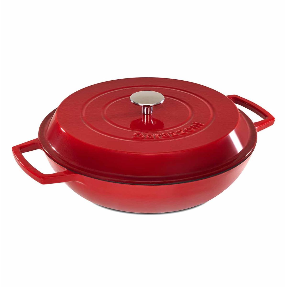 Tegame cm.Ø30 Ghisa Ovale con Coperchio Rosso | Barazzoni