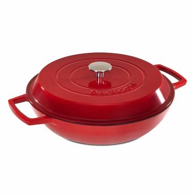 Tegame cm.Ø30 Ghisa Ovale con Coperchio Rosso | Barazzoni