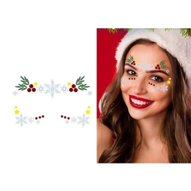 Trucco decorazioni adesive viso crystal natalizio