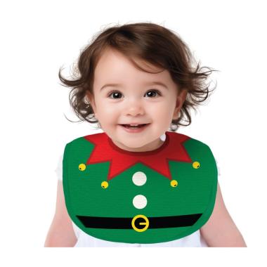 Bavaglino natalizio tessuto verde merry christmas