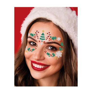 Trucco decorazioni adesive viso crystal natalizio