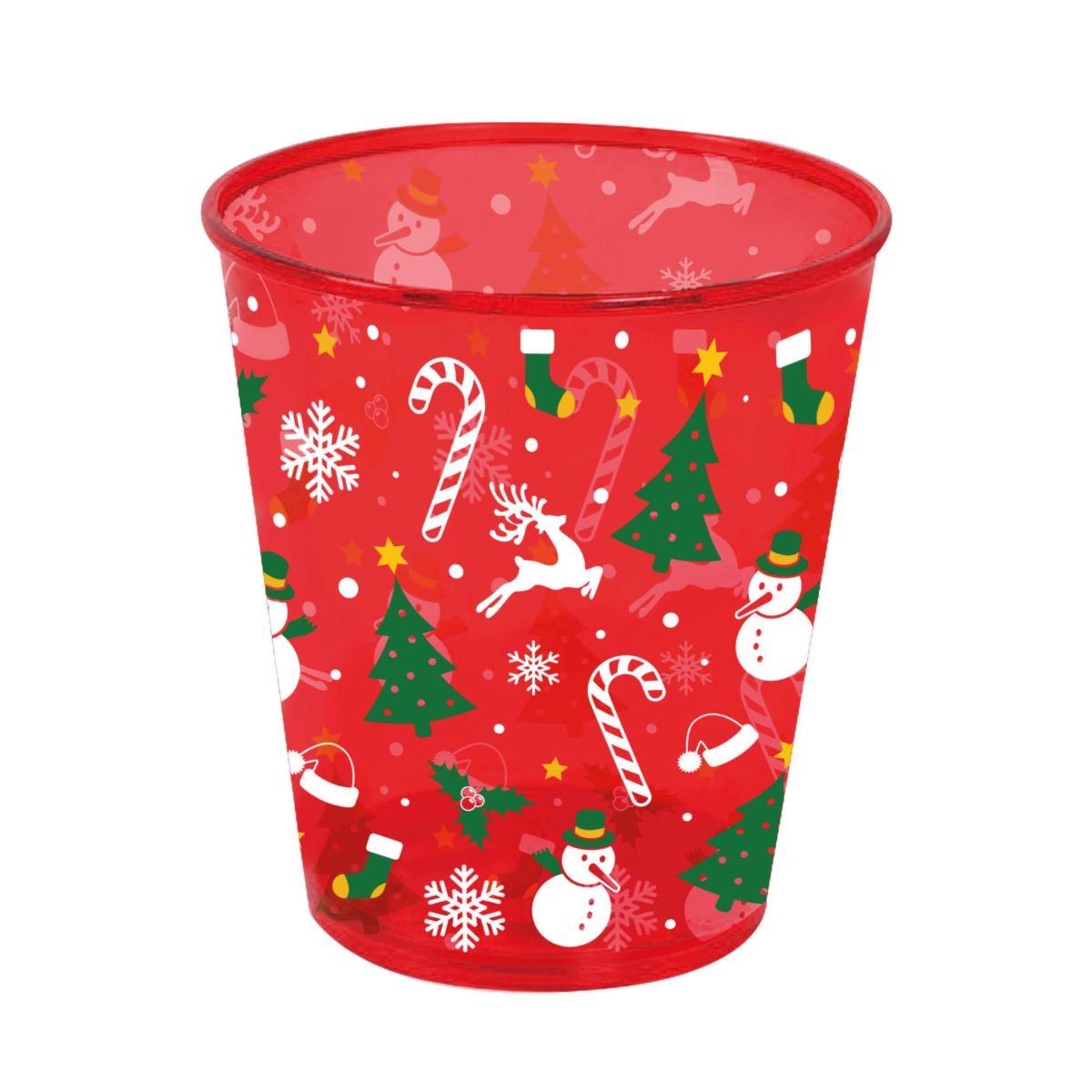 Bicchieri natale pl rosso decori Set 10 pz